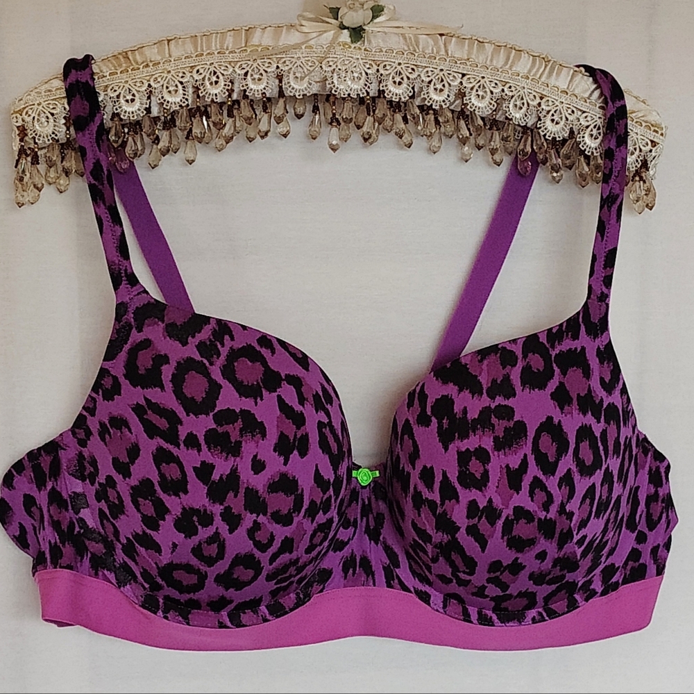 Cacique Boost Balconette Leopard Print Underwire Bra 44C